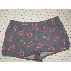 Victorias Secret PINK 2x xxl CANDY CANE HEART Sleep Shorts Boxers Pajama Bottoms